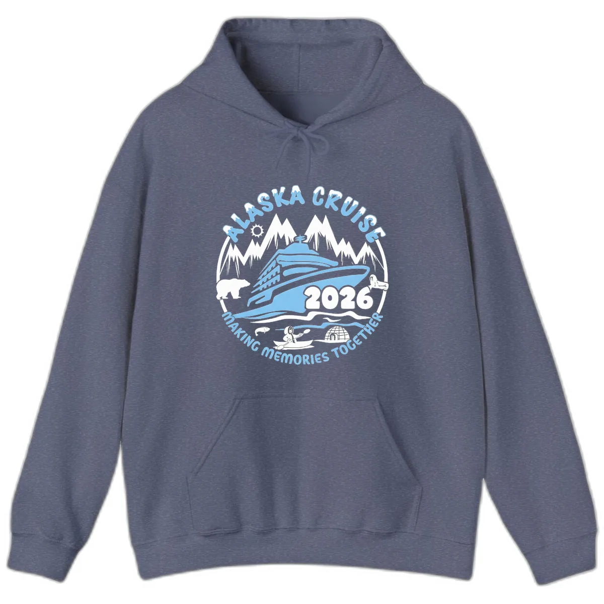 Alaska Scenic Icons Making Memories Together Hoodie in Heather Navy