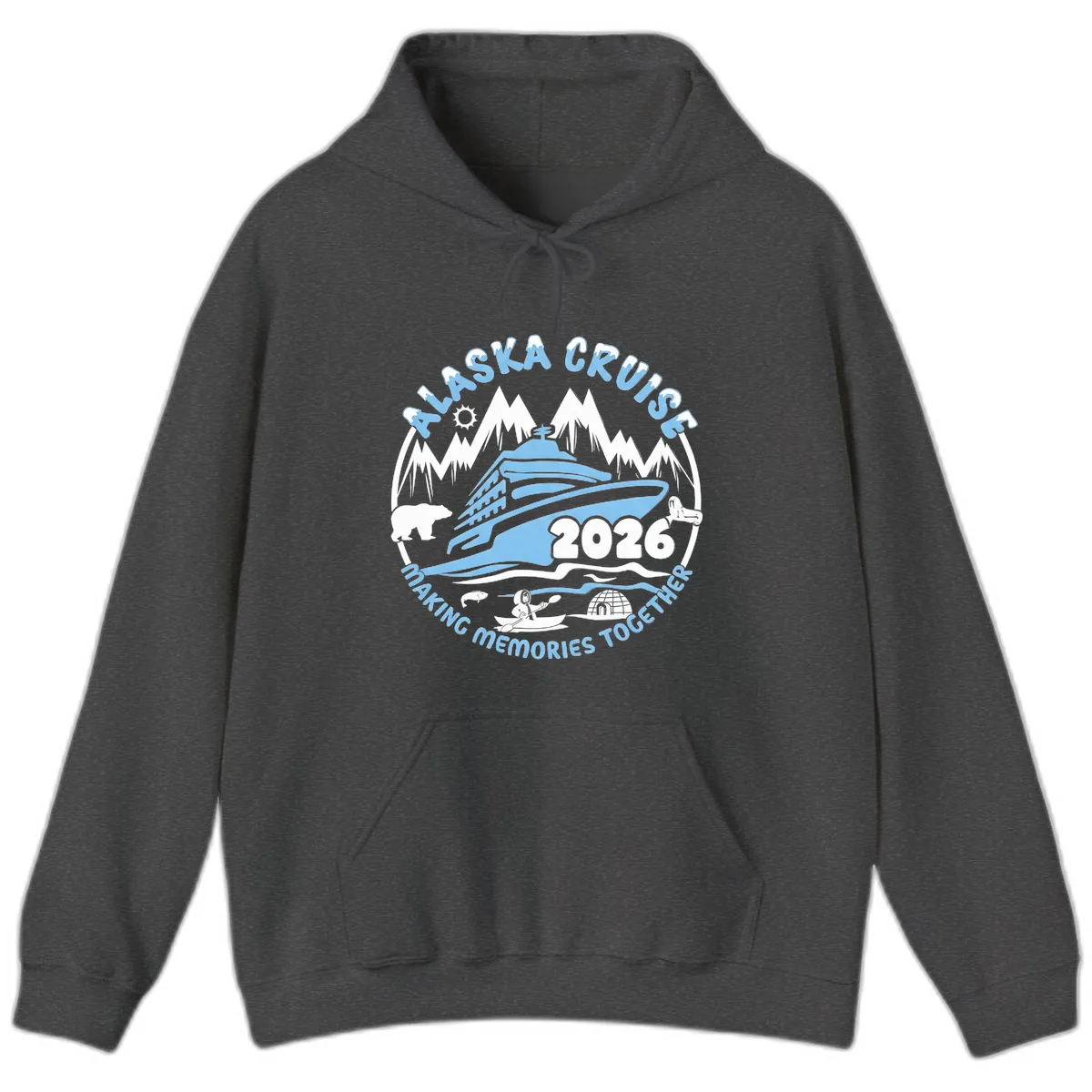 Alaska Scenic Icons Making Memories Together Hoodie in Dark Heather