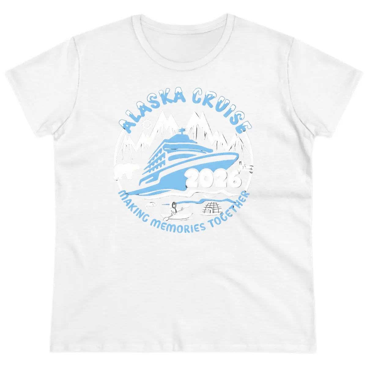 Alaska Scenic Icons Making Memories Together Ladies Tee in White
