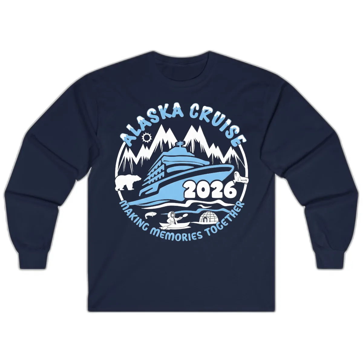 Alaska Scenic Icons Making Memories Together Long Sleeve in Navy