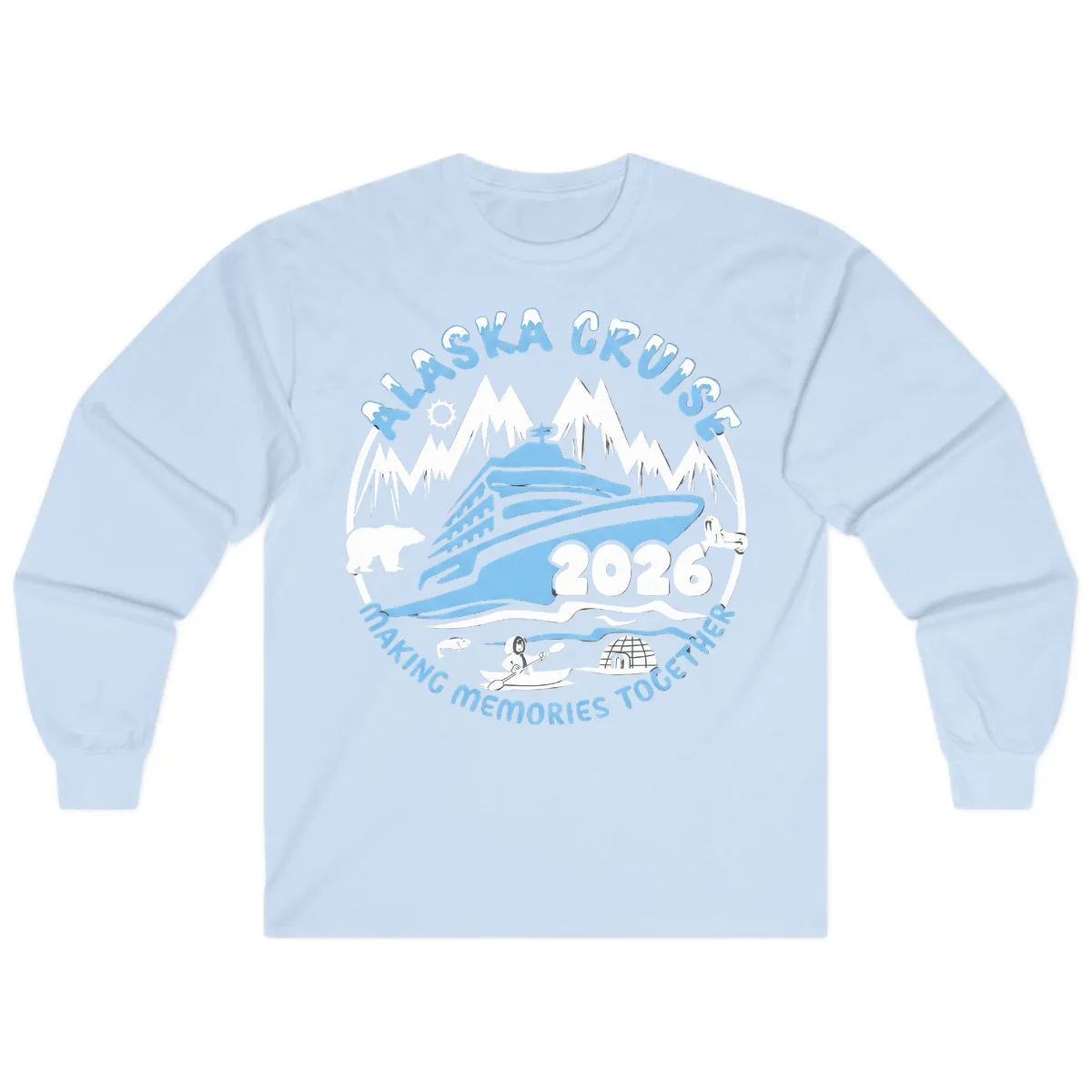 Alaska Scenic Icons Making Memories Together Long Sleeve in Light Blue