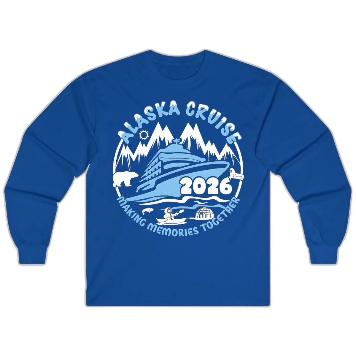 Alaska Scenic Icons Making Memories Together Long Sleeve in Royal