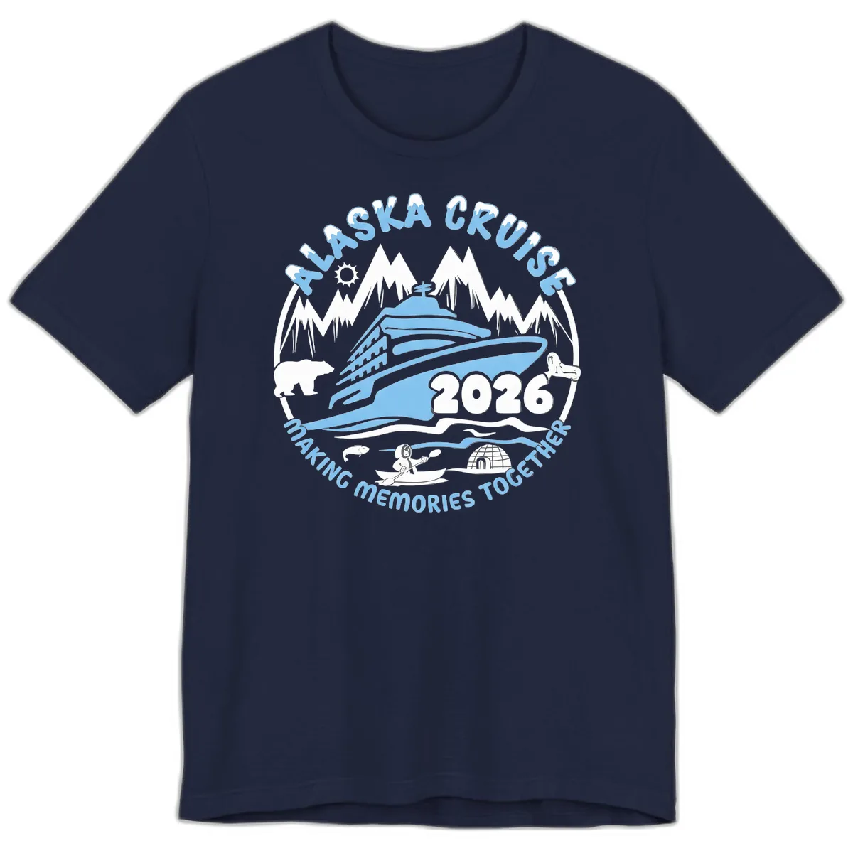 Alaska Scenic Icons Making Memories Together Premium T-Shirt in Navy