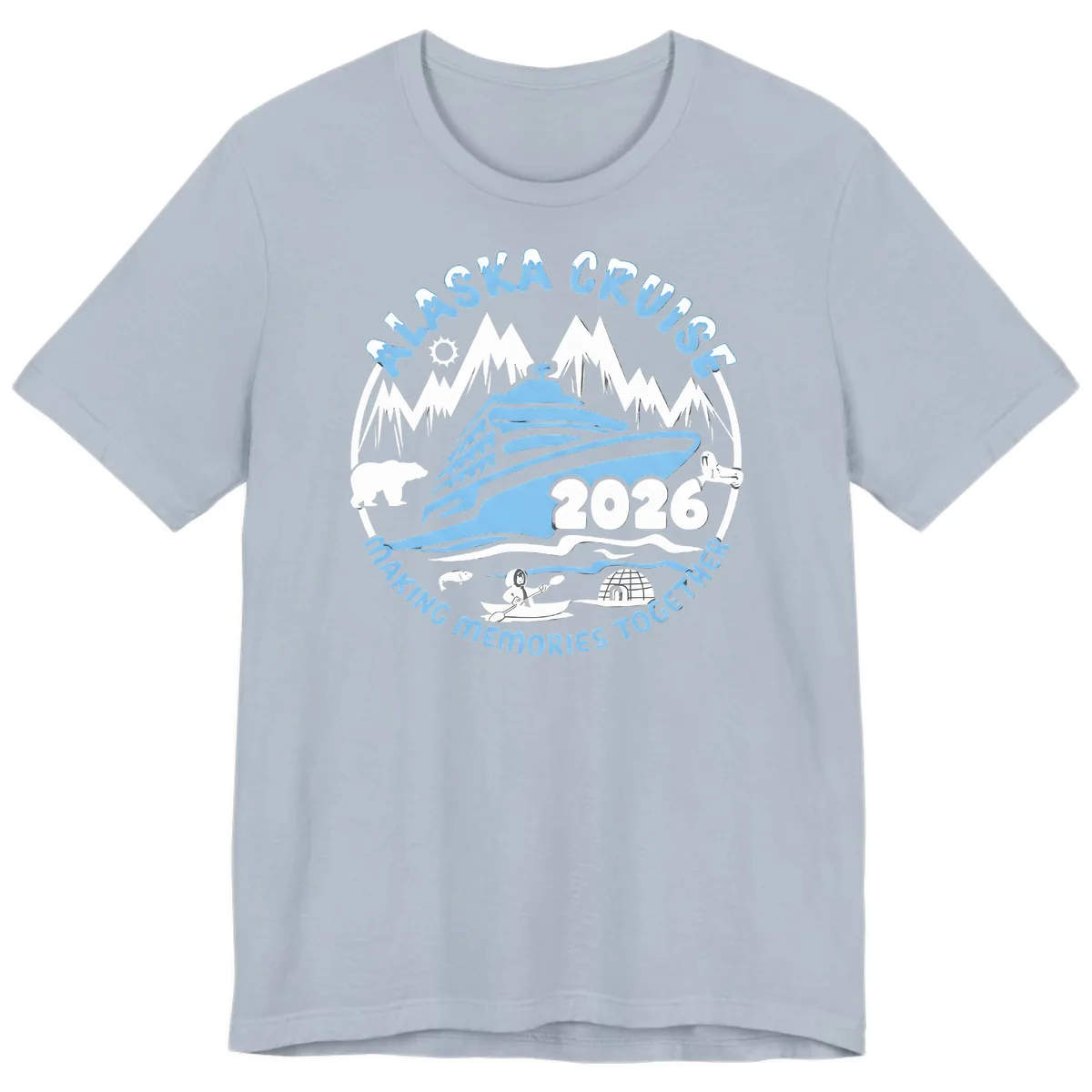 Alaska Scenic Icons Making Memories Together Premium T-Shirt in Light Blue