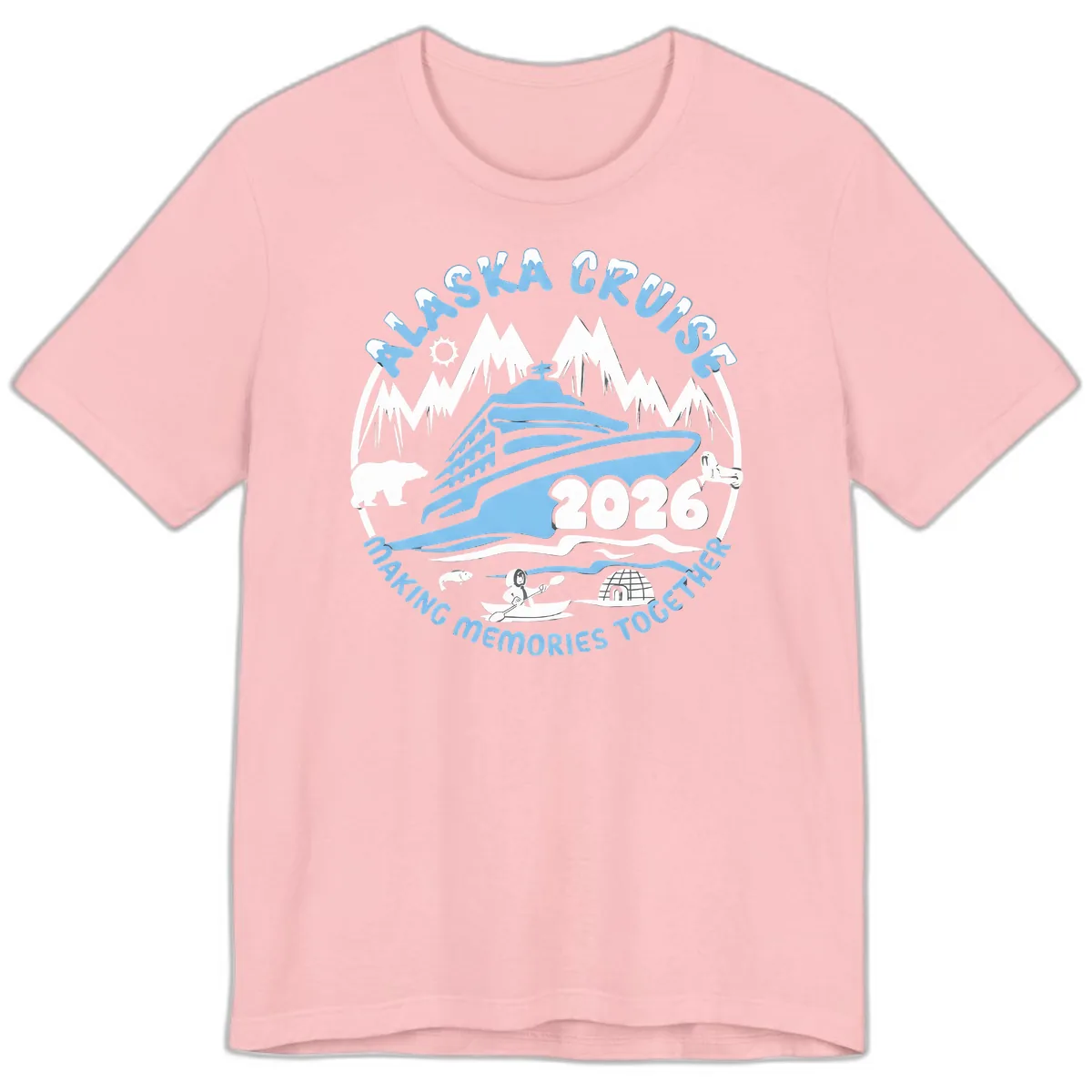 Alaska Scenic Icons Making Memories Together Premium T-Shirt in Pink
