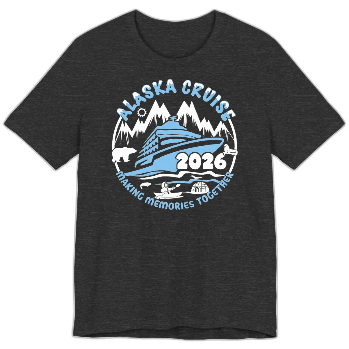 Alaska Scenic Icons Making Memories Together Premium T-Shirt in Dark Grey Heather
