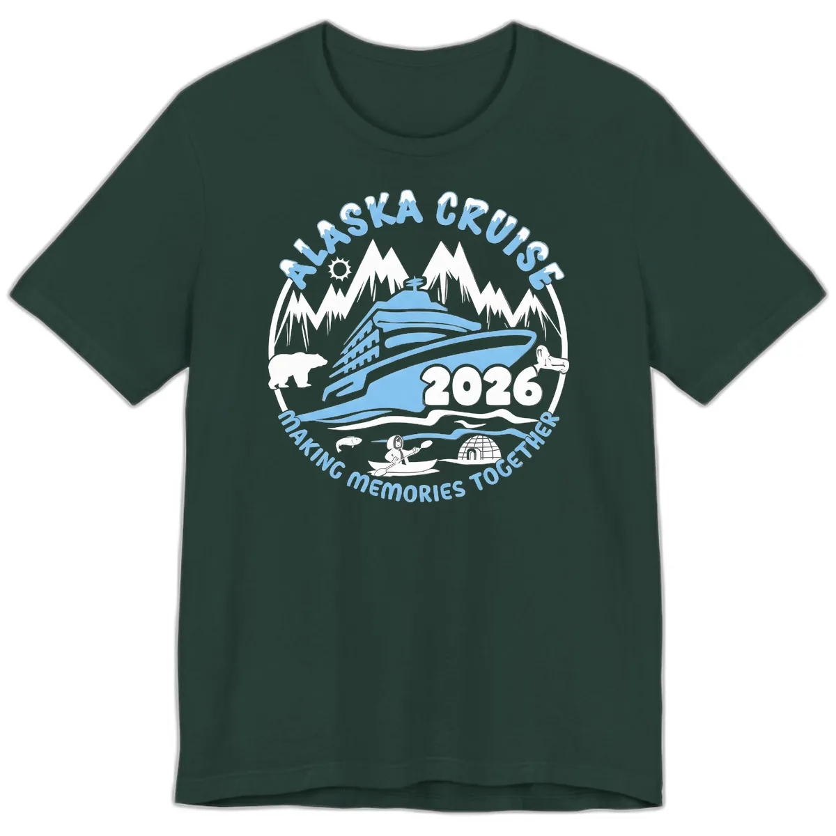 Alaska Scenic Icons Making Memories Together Premium T-Shirt in Forest