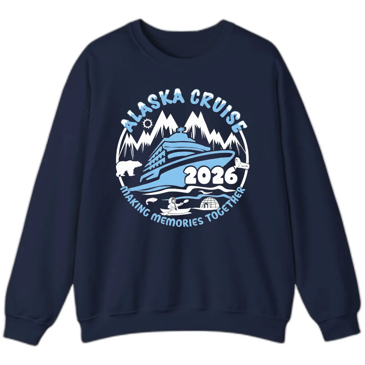 Alaska Scenic Icons Making Memories Together Sweatshirt in Navy