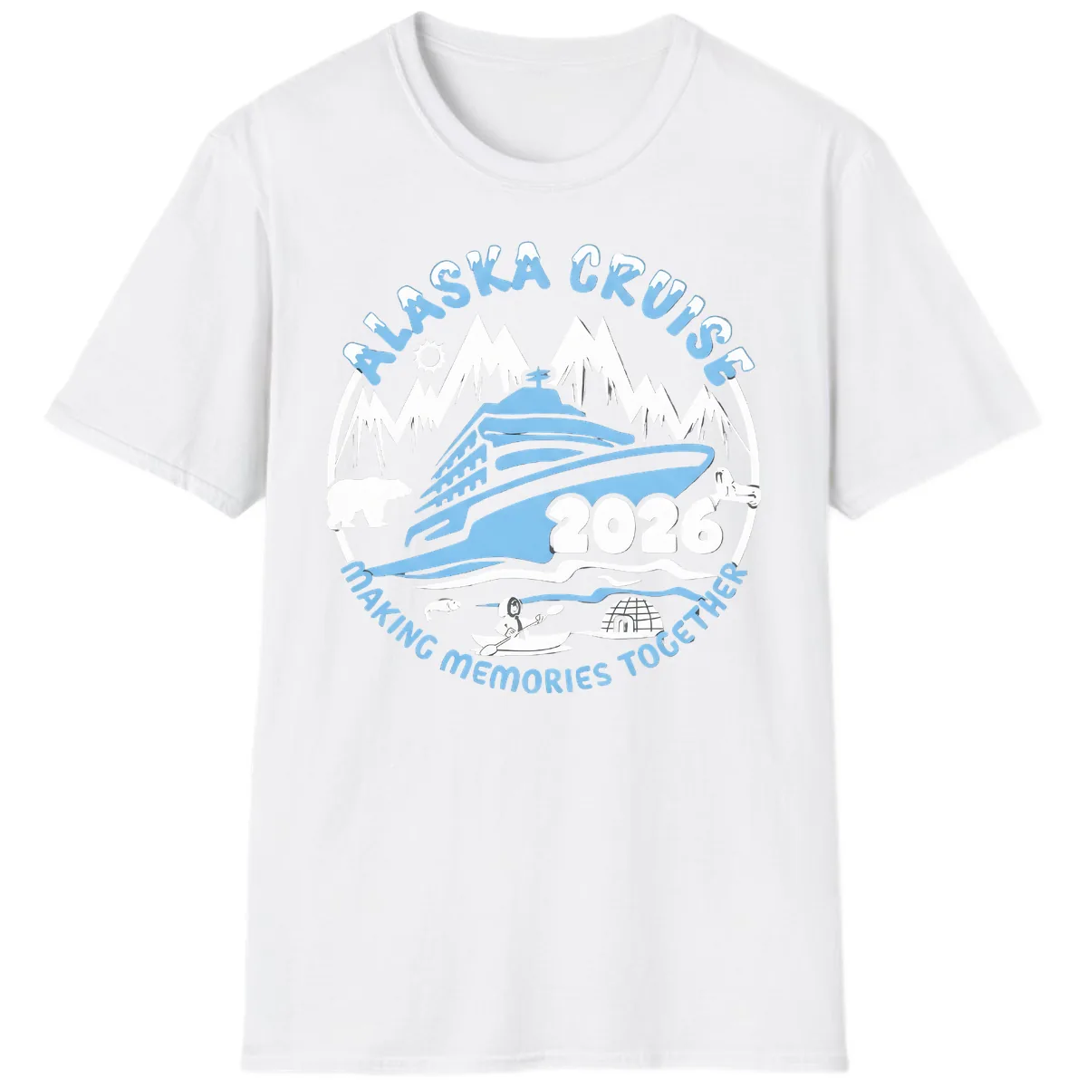 Alaska Scenic Icons Making Memories Together T-Shirt in White