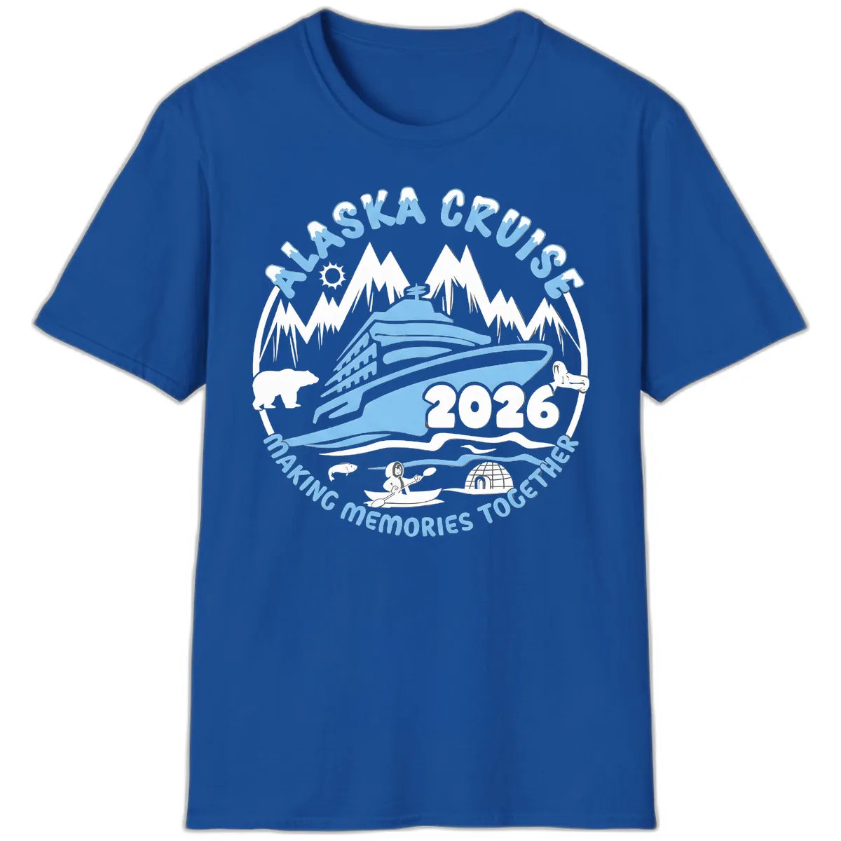 Alaska Scenic Icons Making Memories Together T-Shirt in Royal