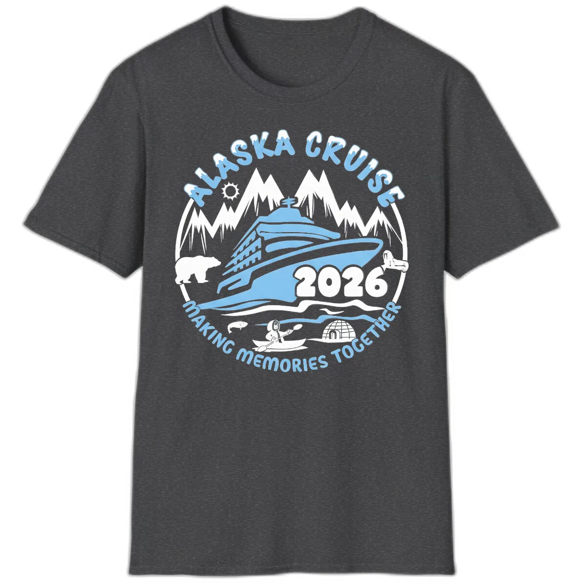 Alaska Scenic Icons Making Memories Together T-Shirt in Dark Heather