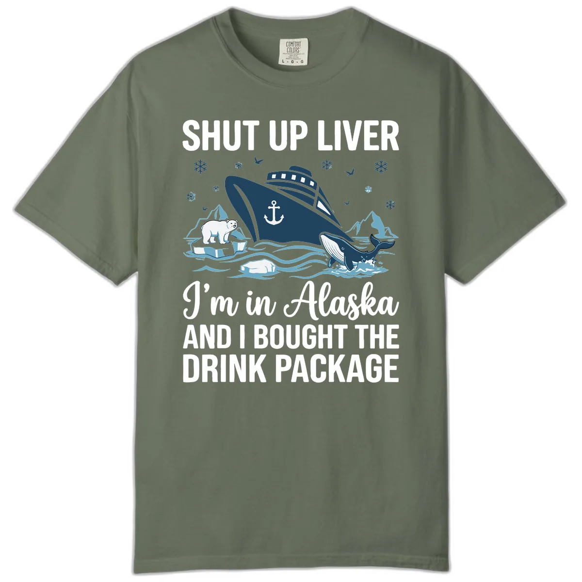 Arctic Wildlife Voyage Graphic Comfort Color in Moss