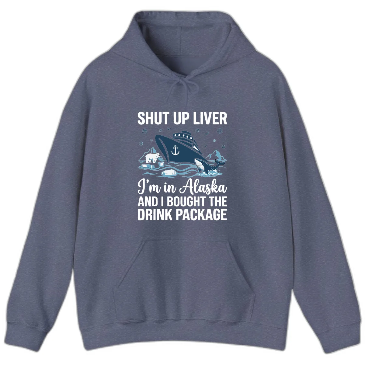 Arctic Wildlife Voyage Graphic Hoodie in Heather Navy