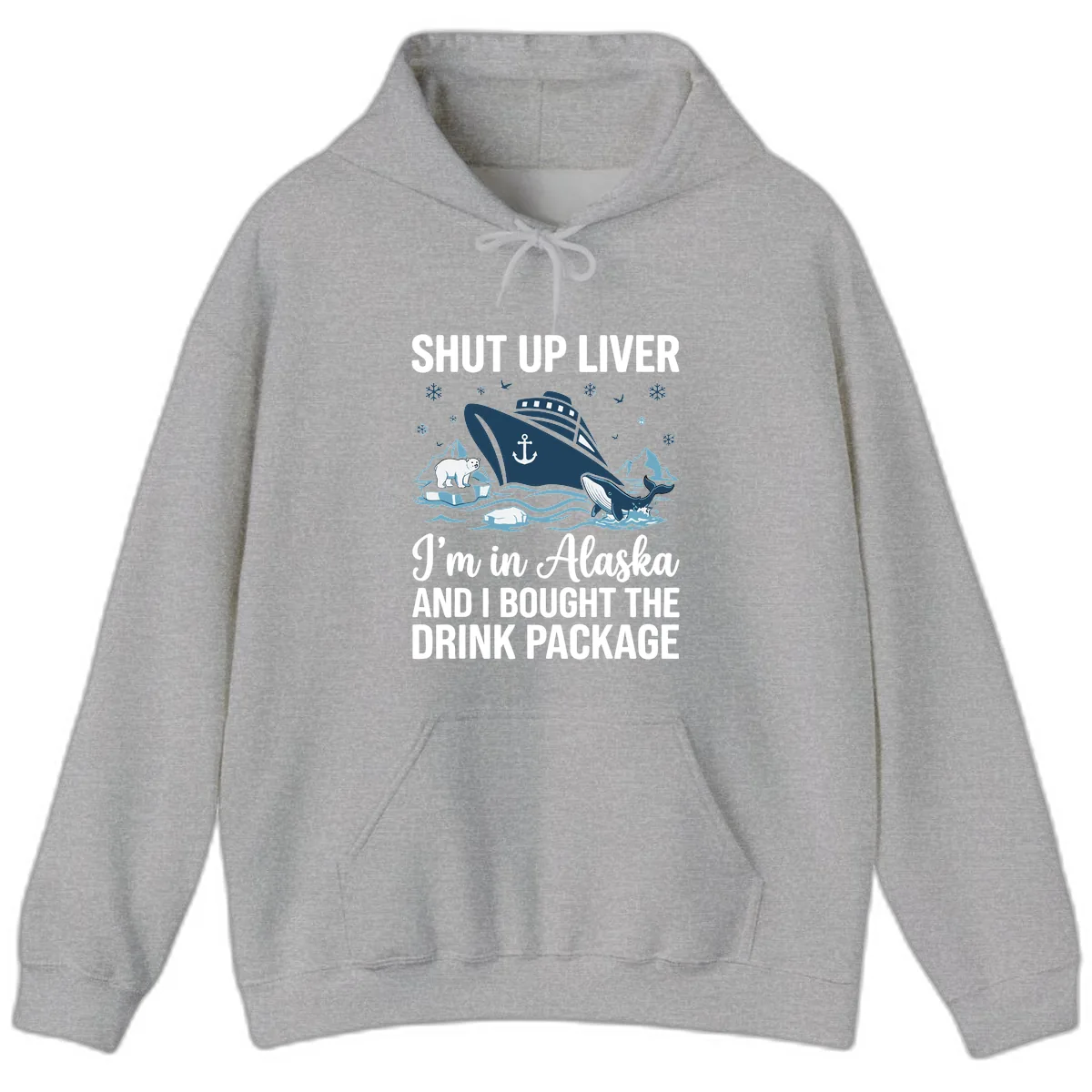 Arctic Wildlife Voyage Graphic Hoodie in Sport Grey