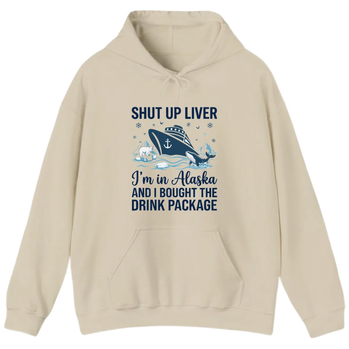 Arctic Wildlife Voyage Graphic Hoodie in Sand