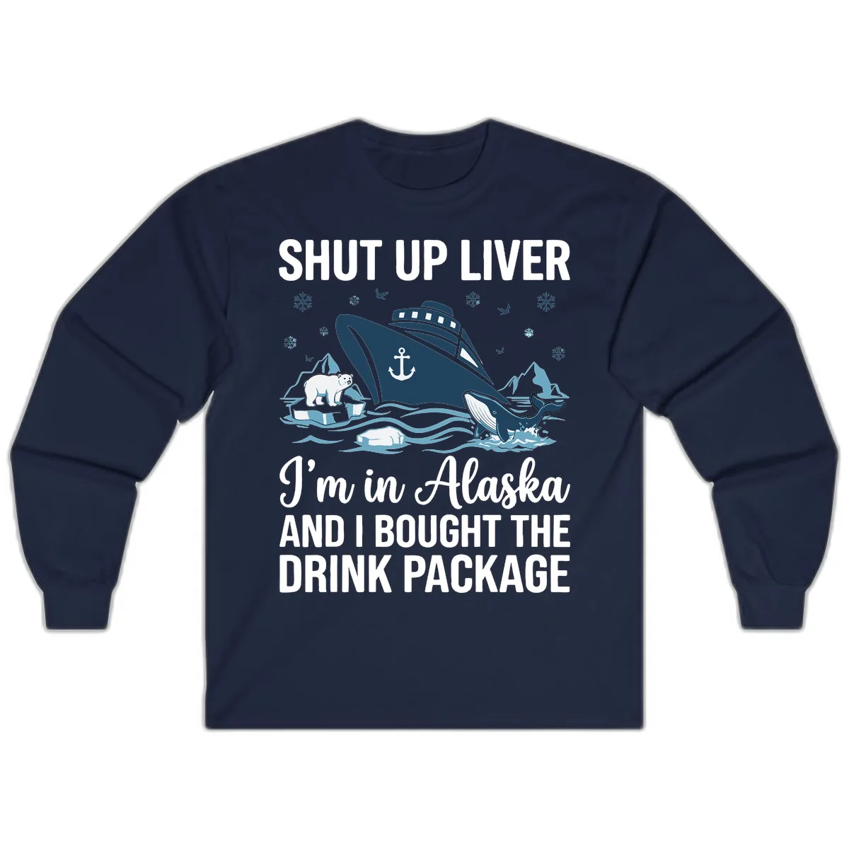 Arctic Wildlife Voyage Graphic Long Sleeve in Navy