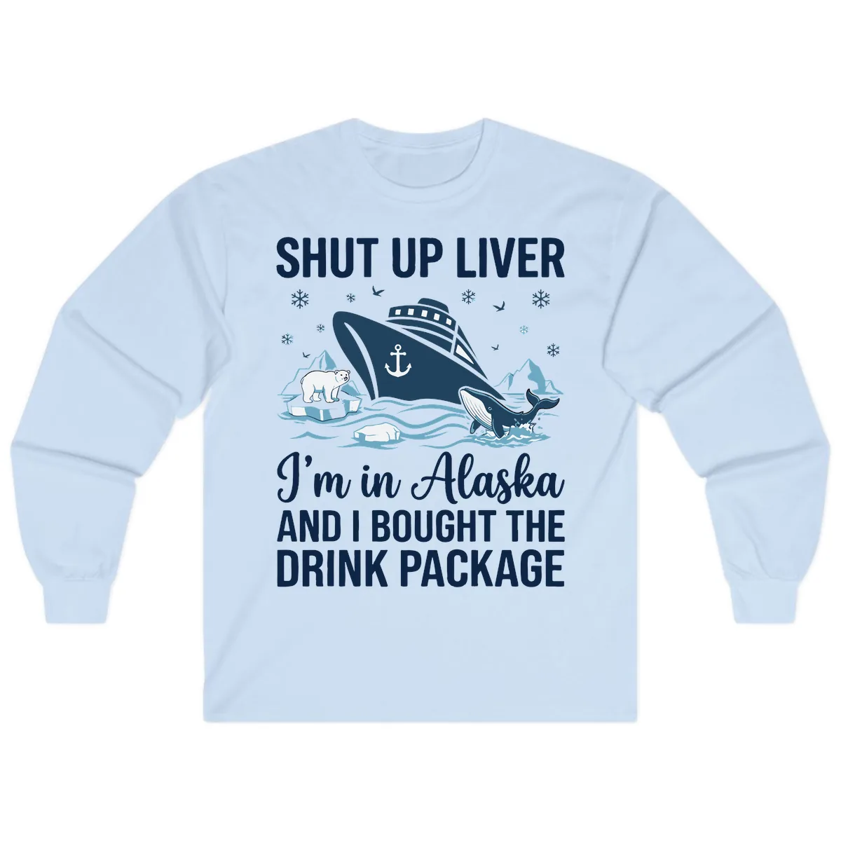 Arctic Wildlife Voyage Graphic Long Sleeve in Light Blue
