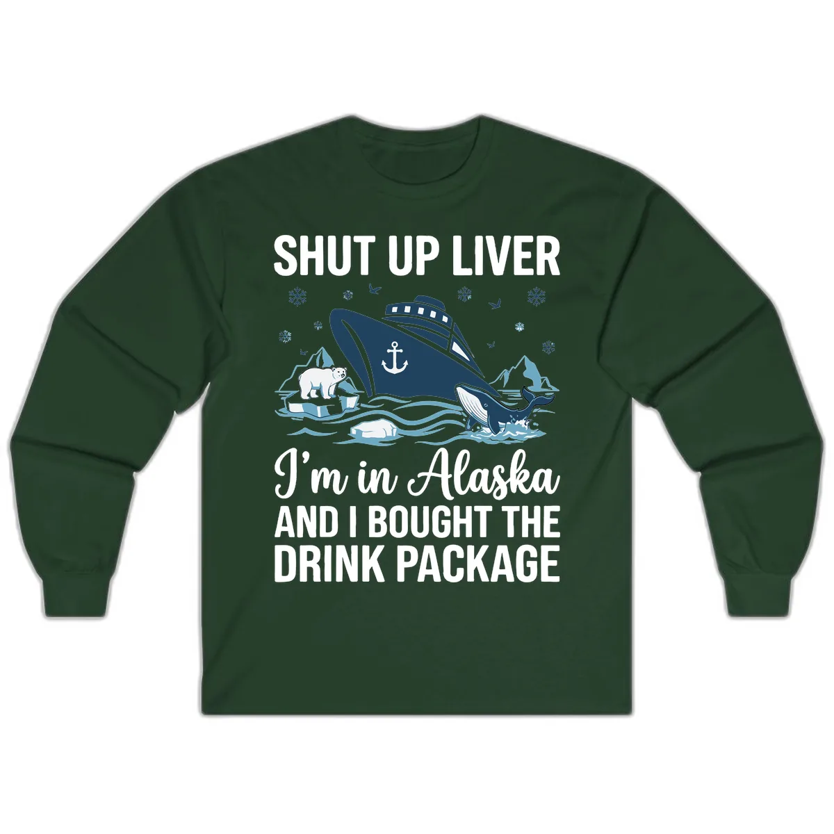 Arctic Wildlife Voyage Graphic Long Sleeve in Forest Green