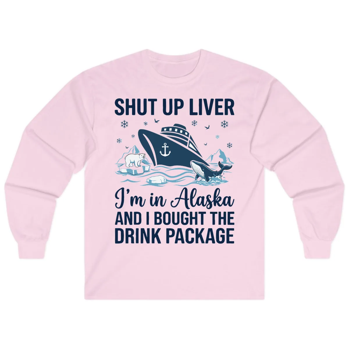 Arctic Wildlife Voyage Graphic Long Sleeve in Light Pink