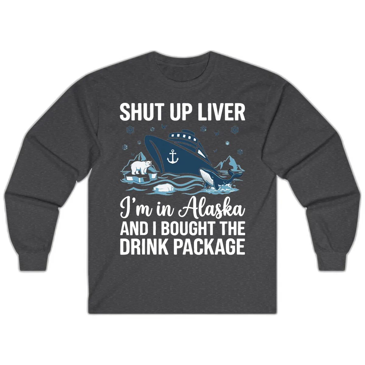 Arctic Wildlife Voyage Graphic Long Sleeve in Dark Heather