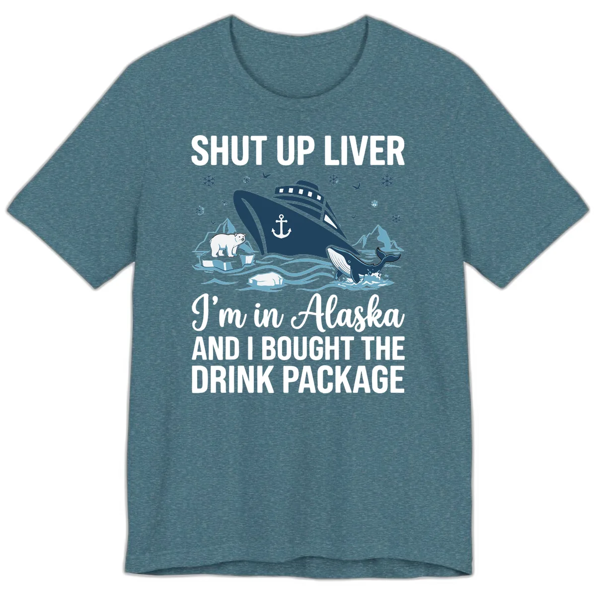 Arctic Wildlife Voyage Graphic Premium T-Shirt in Heather Deep Teal