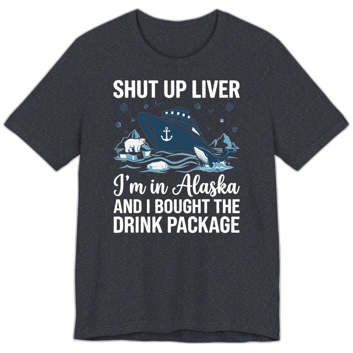 Arctic Wildlife Voyage Graphic Premium T-Shirt in Heather Navy