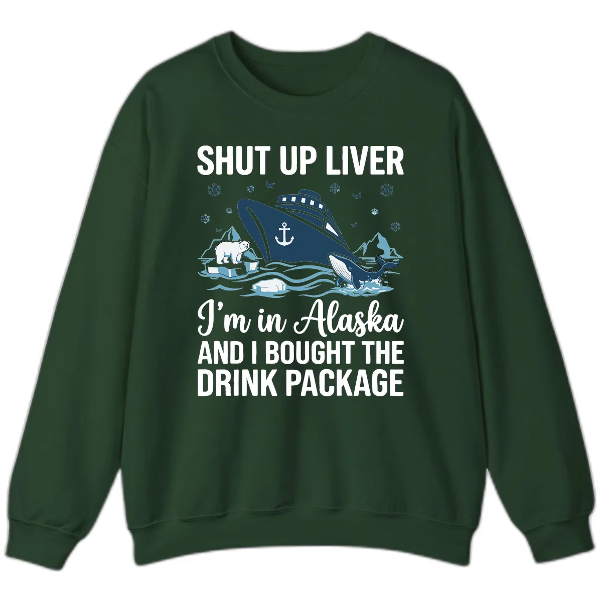 Arctic Wildlife Voyage Graphic Sweatshirt in Forest Green