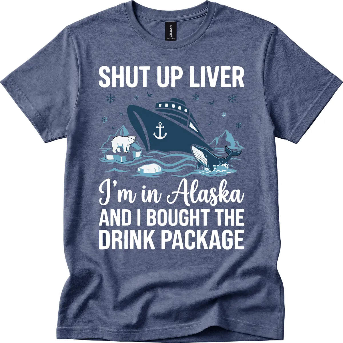 Arctic Wildlife Voyage Graphic T-Shirt in Heather Navy