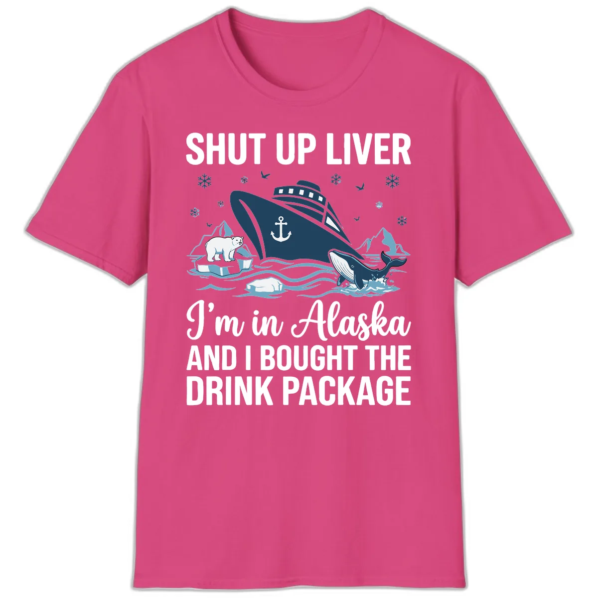 Arctic Wildlife Voyage Graphic T-Shirt in Heliconia