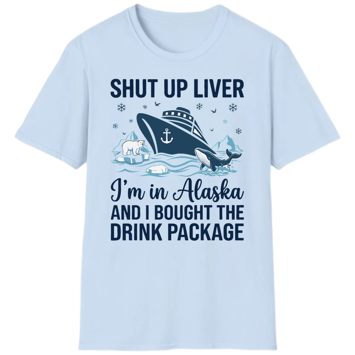 Arctic Wildlife Voyage Graphic T-Shirt in Light Blue