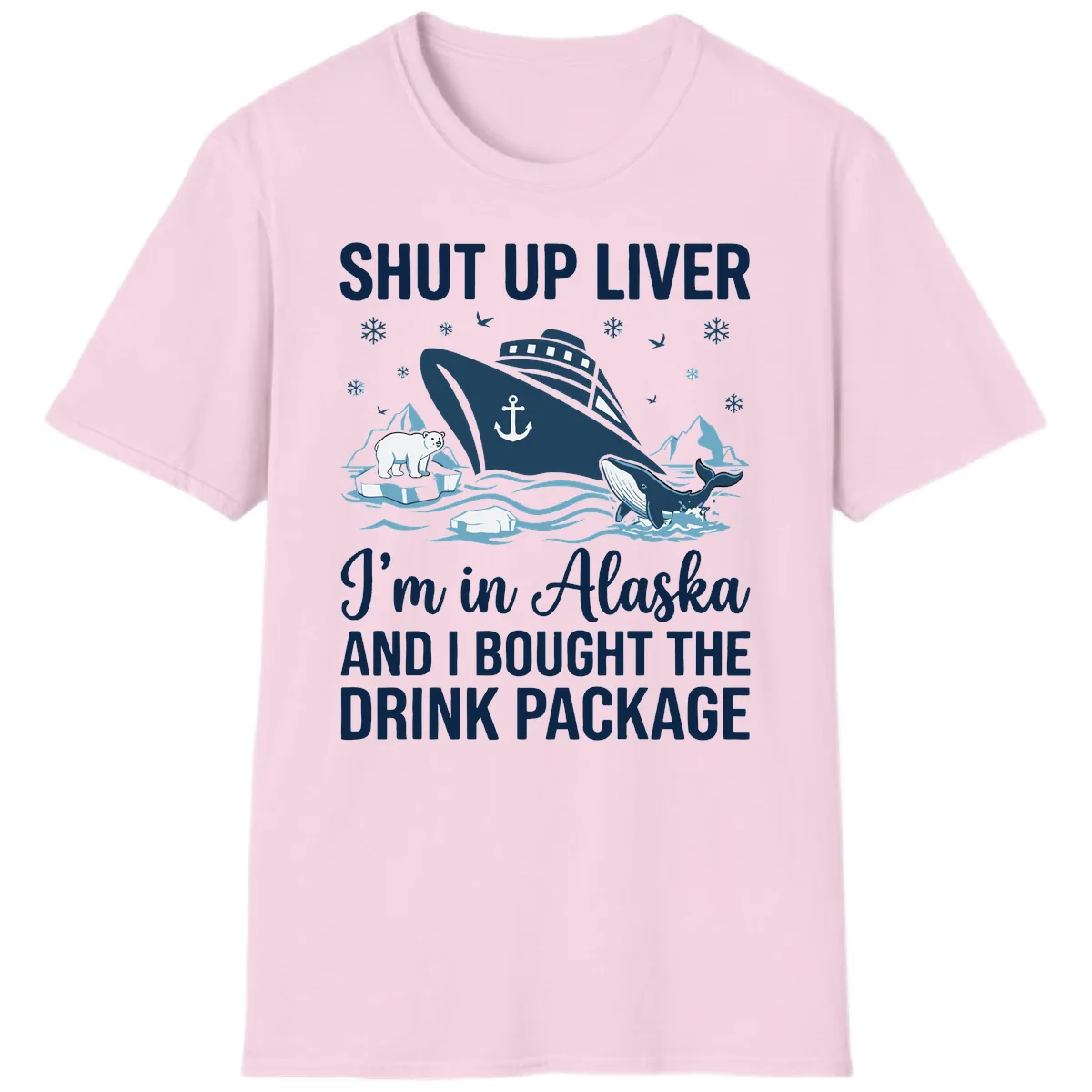 Arctic Wildlife Voyage Graphic T-Shirt in Light Pink