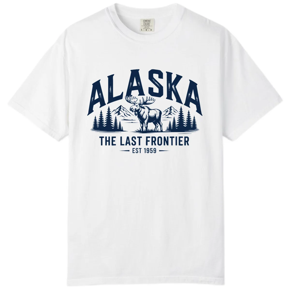 Alaska Last Frontier Moose Scenic Wildlife Comfort Color in White