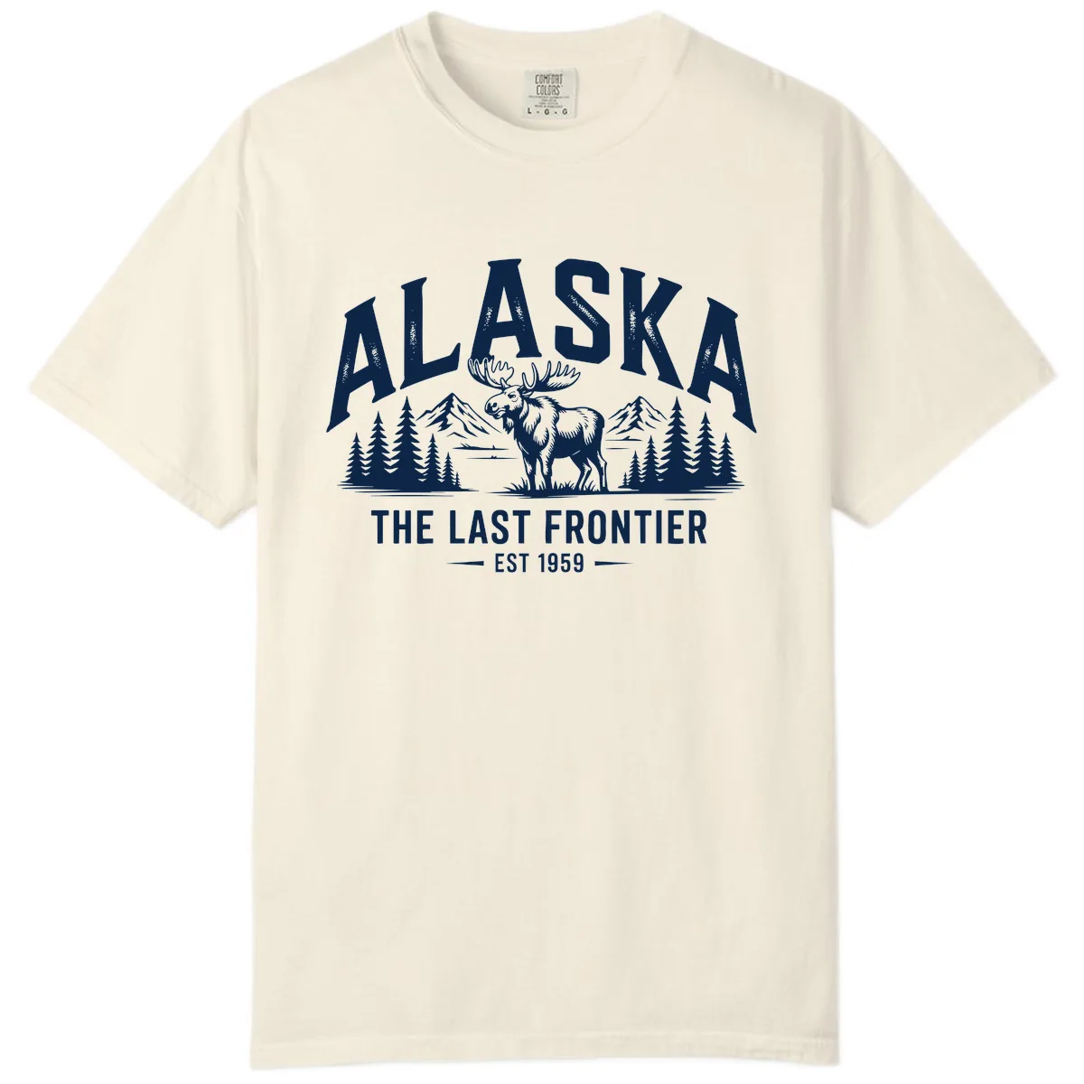 Alaska Last Frontier Moose Scenic Wildlife Comfort Color in Ivory