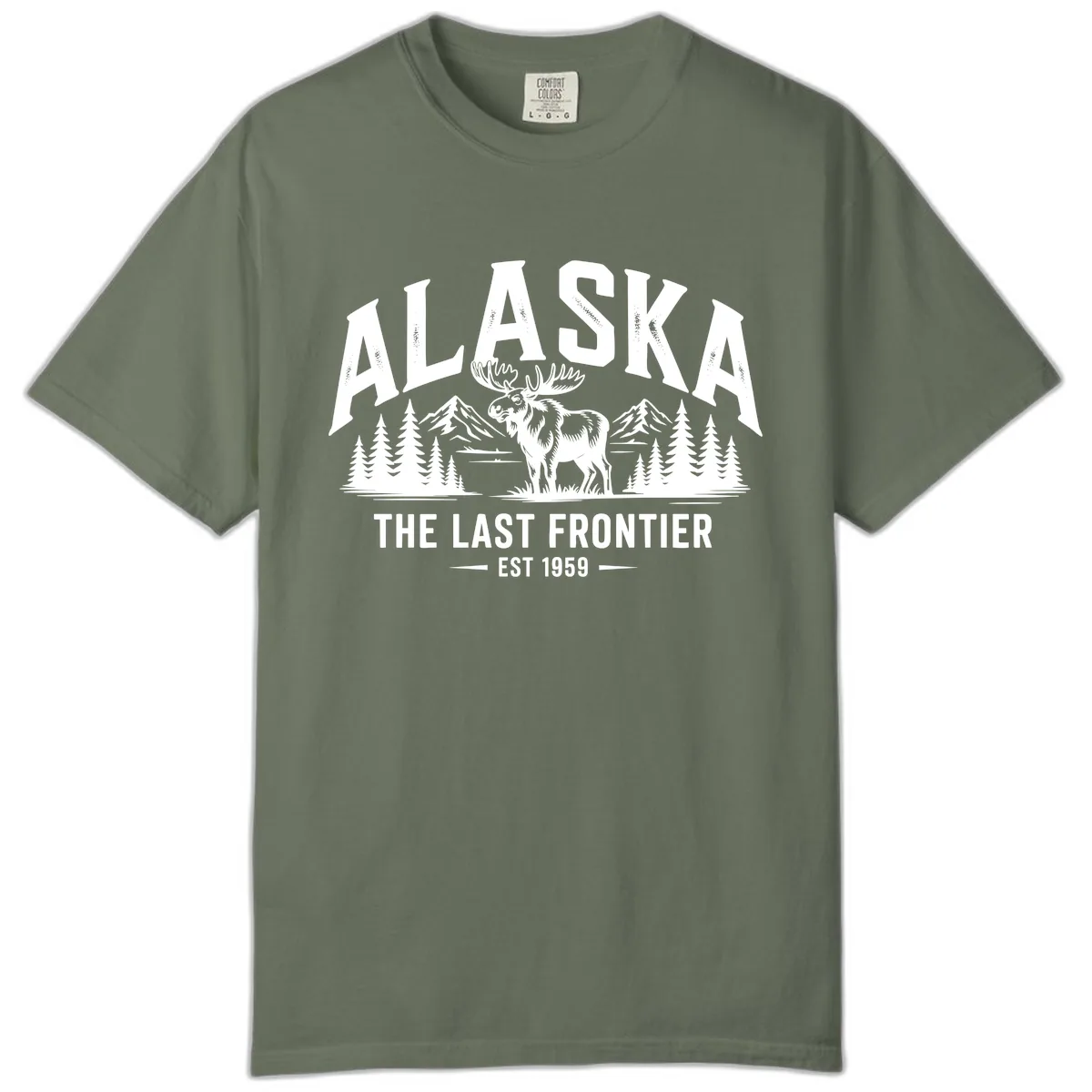 Alaska Last Frontier Moose Scenic Wildlife Comfort Color in Moss