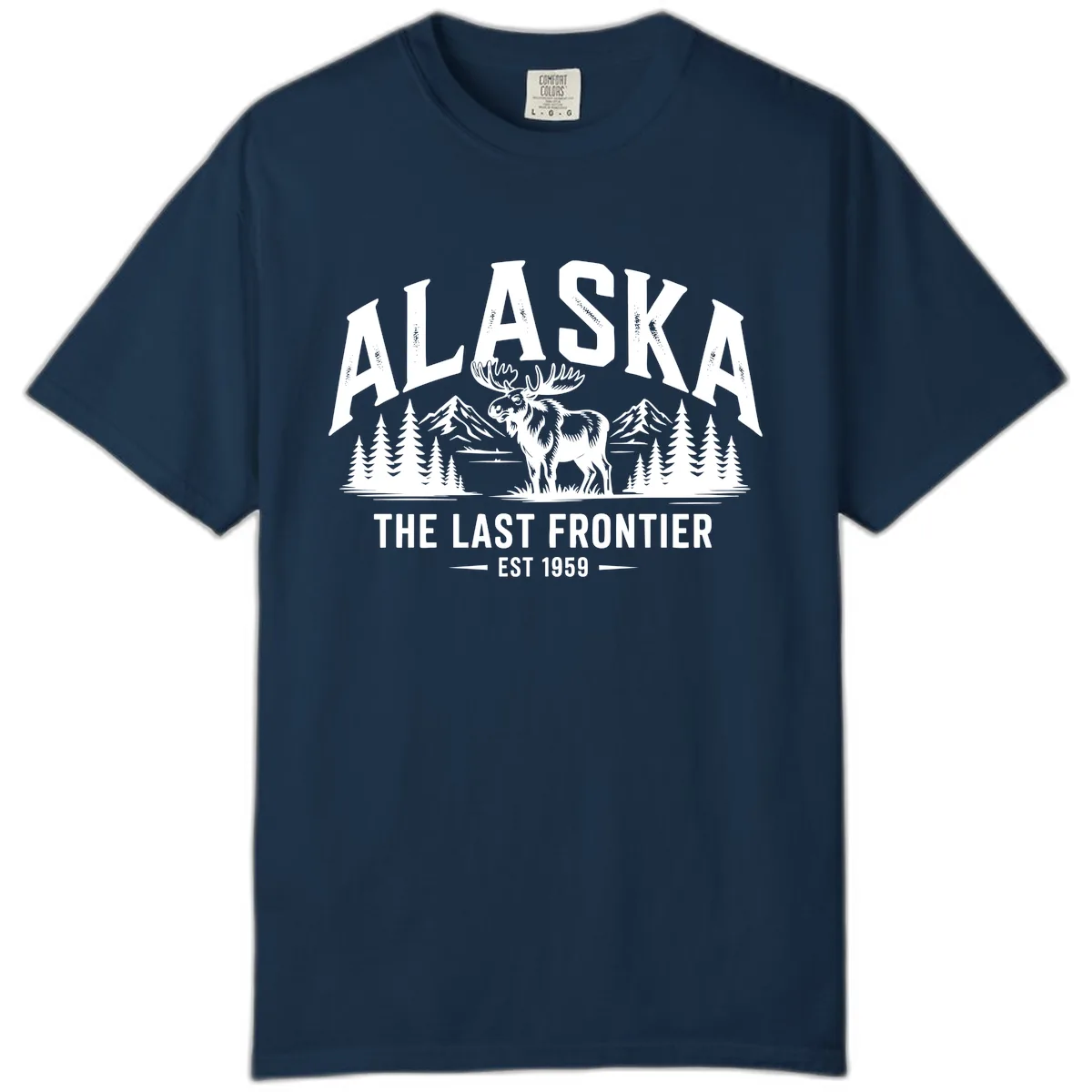 Alaska Last Frontier Moose Scenic Wildlife Comfort Color in True Navy