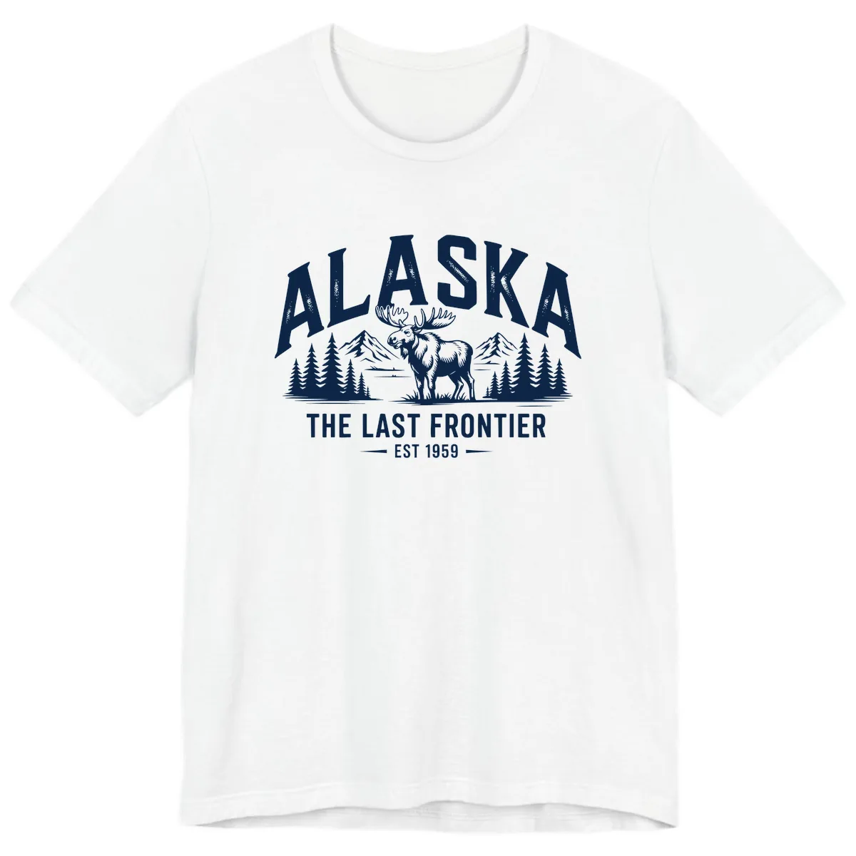 Alaska Last Frontier Moose Scenic Wildlife Premium T-Shirt in White