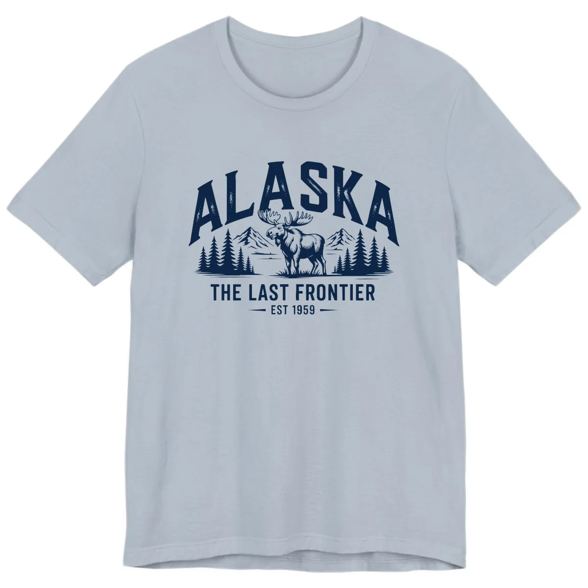 Alaska Last Frontier Moose Scenic Wildlife Premium T-Shirt in Light Blue