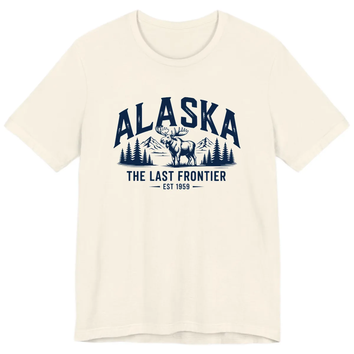 Alaska Last Frontier Moose Scenic Wildlife Premium T-Shirt in Natural