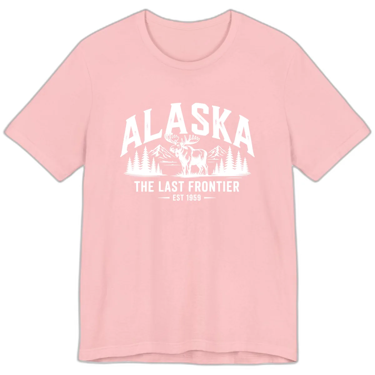 Alaska Last Frontier Moose Scenic Wildlife Premium T-Shirt in Pink