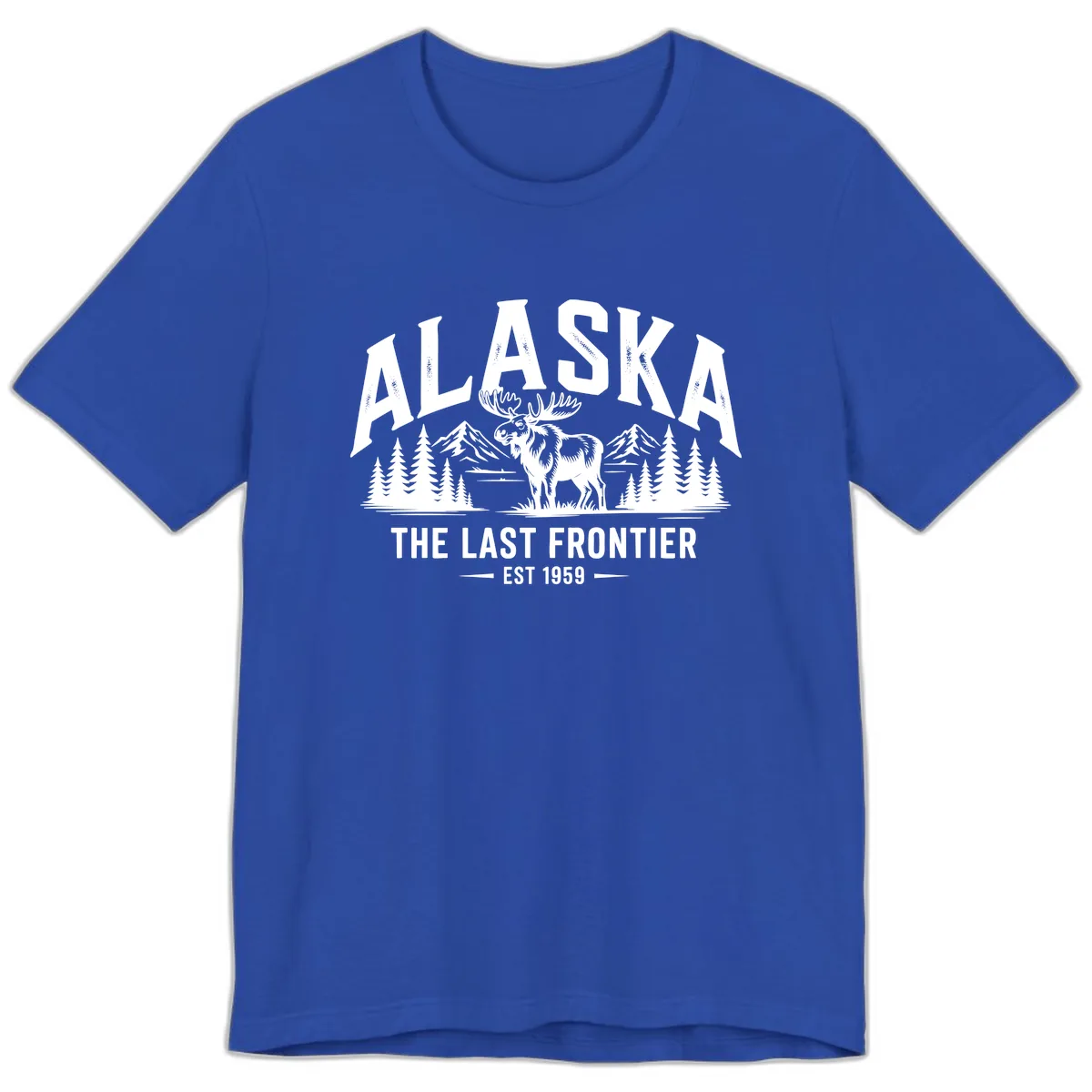 Alaska Last Frontier Moose Scenic Wildlife Premium T-Shirt in True Royal