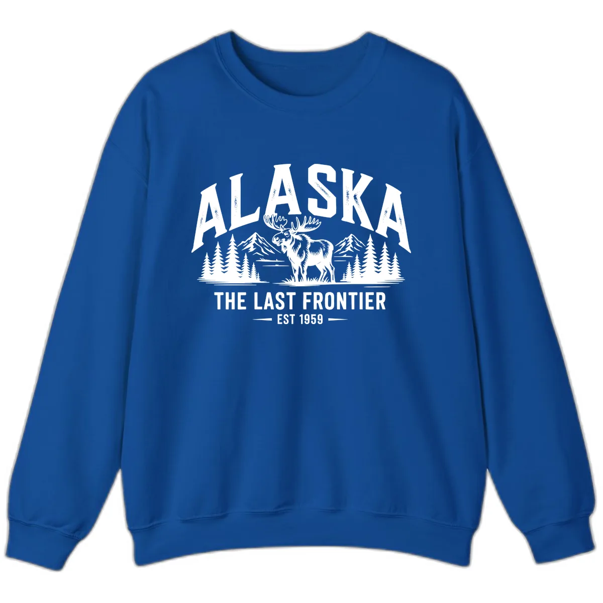 Alaska Last Frontier Moose Scenic Wildlife Sweatshirt in Royal