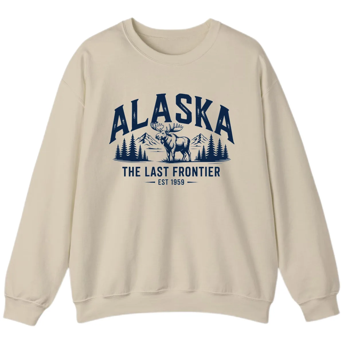 Alaska Last Frontier Moose Scenic Wildlife Sweatshirt in Sand