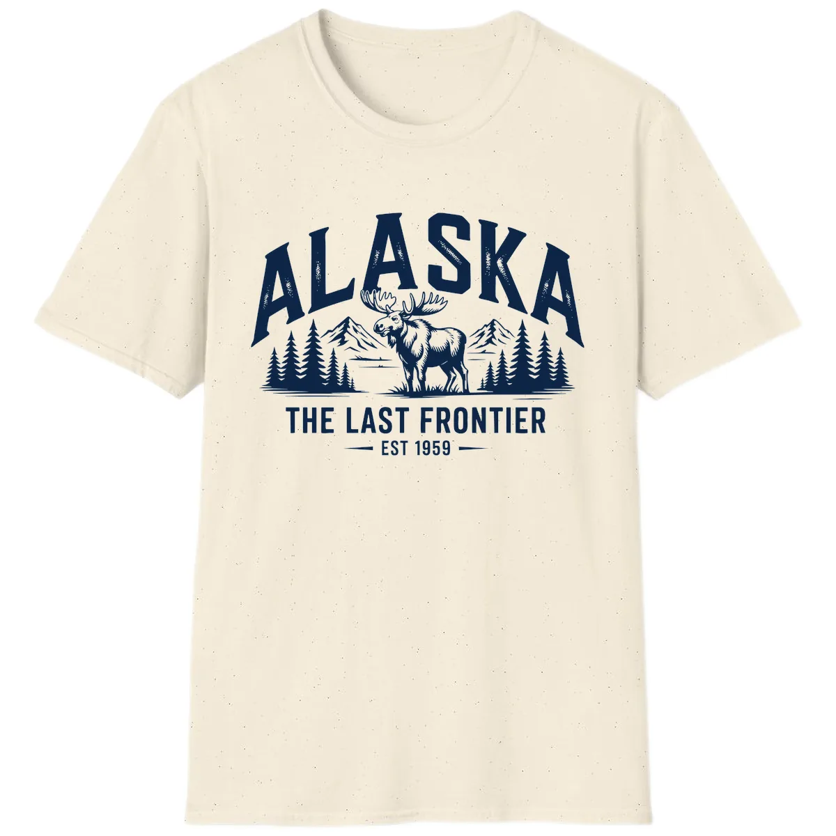 Alaska Last Frontier Moose Scenic Wildlife T-Shirt in Natural