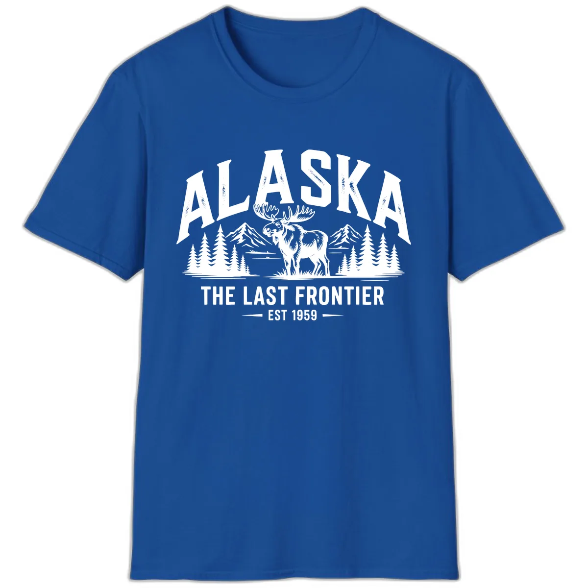 Alaska Last Frontier Moose Scenic Wildlife T-Shirt in Royal