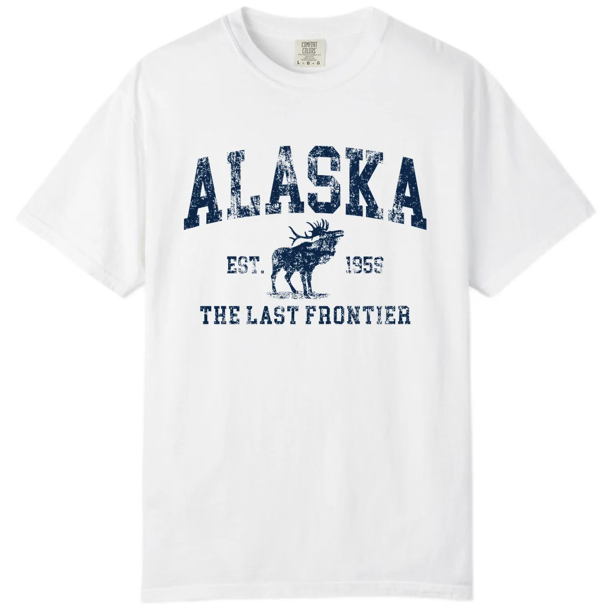 Alaska Last Frontier Vintage Moose Established 1959 Comfort Color in White