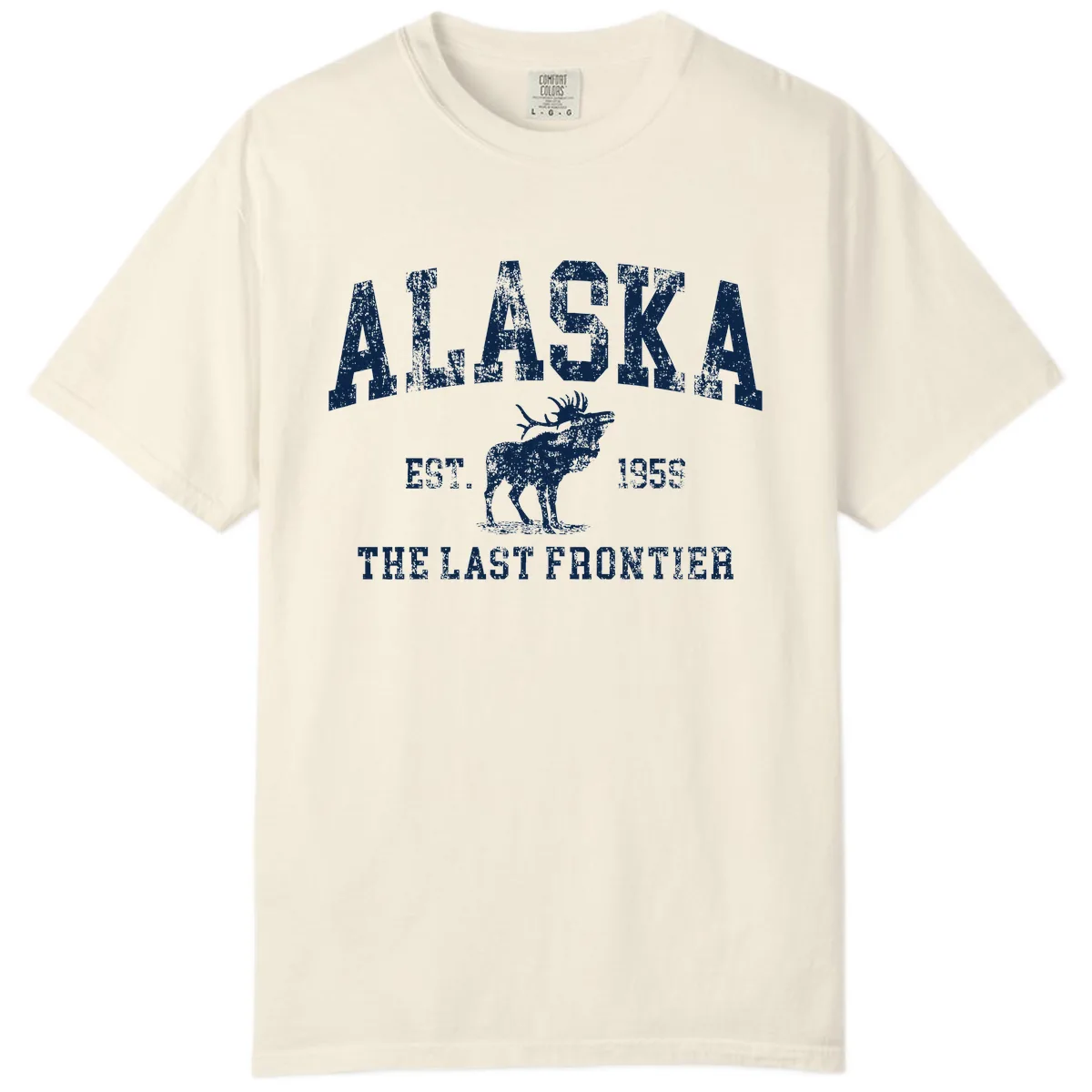 Alaska Last Frontier Vintage Moose Established 1959 Comfort Color in Ivory