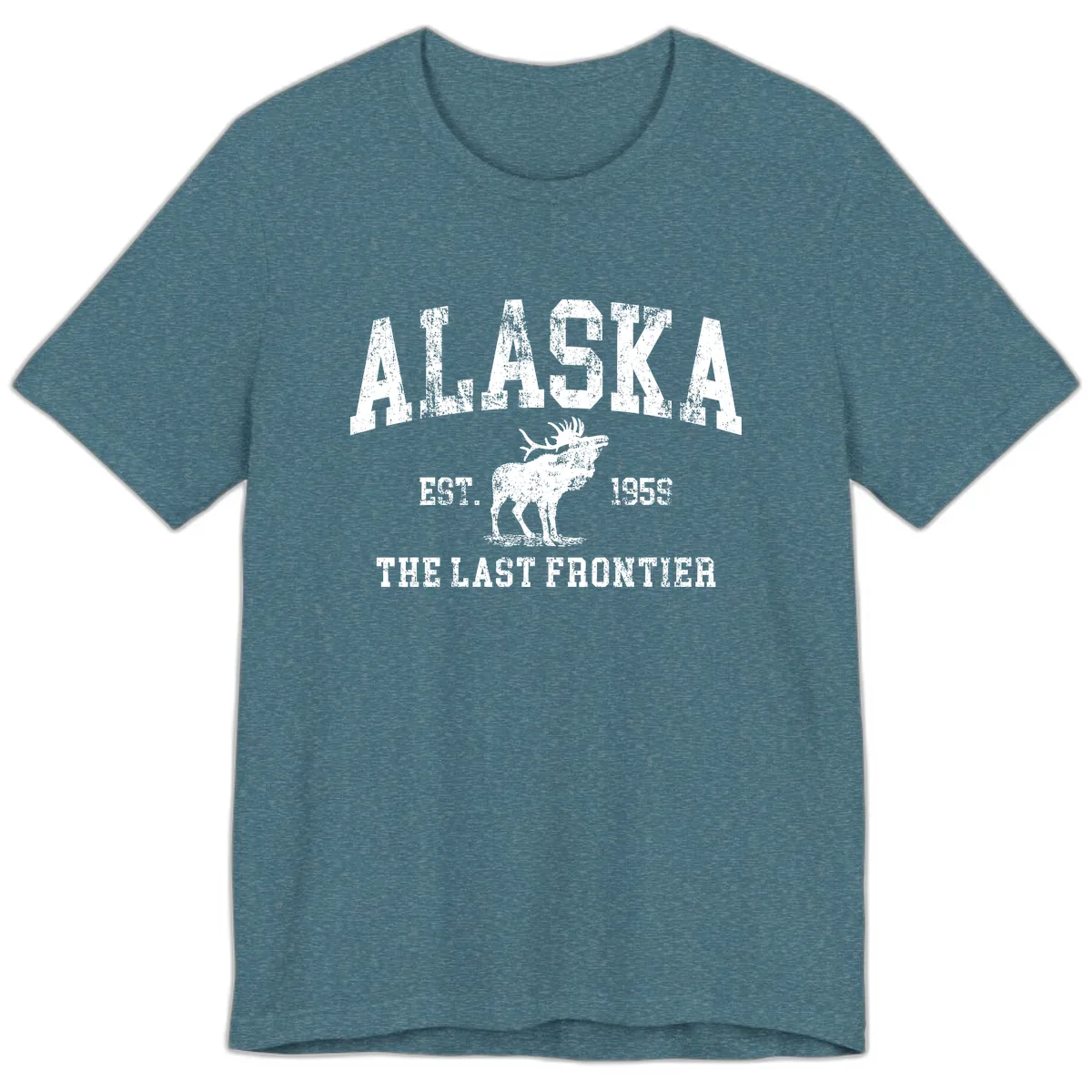 Alaska Last Frontier Vintage Moose Established 1959 Premium T-Shirt in Heather Deep Teal