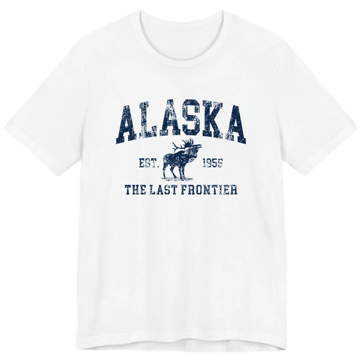 Alaska Last Frontier Vintage Moose Established 1959 Premium T-Shirt in White
