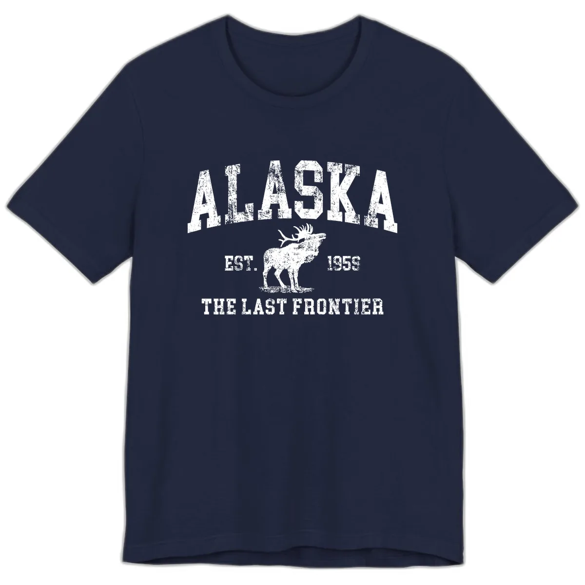 Alaska Last Frontier Vintage Moose Established 1959 Premium T-Shirt in Navy