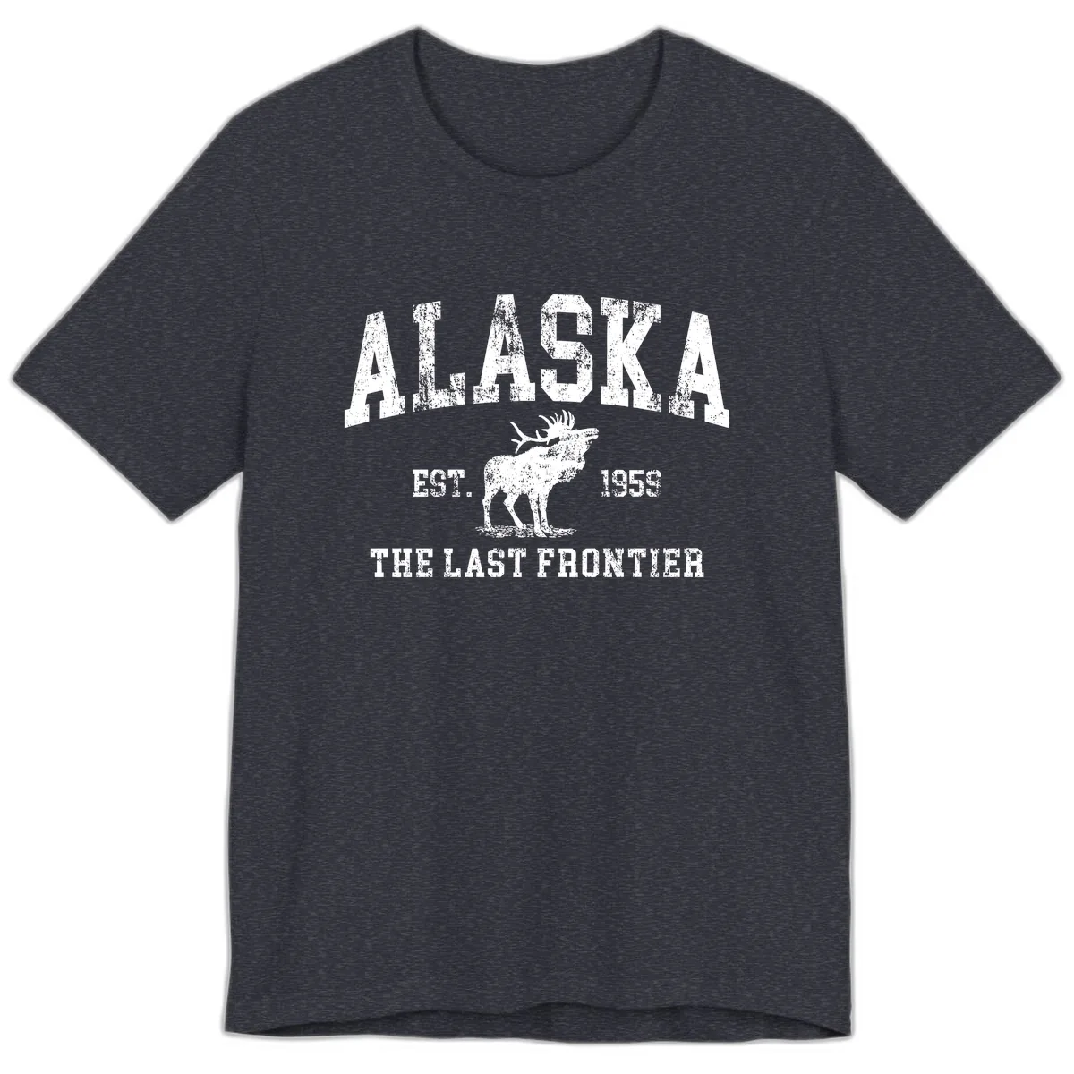 Alaska Last Frontier Vintage Moose Established 1959 Premium T-Shirt in Heather Navy